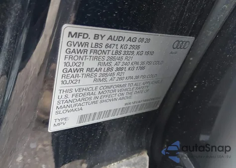 2021 Audi Q8 Premium Plus 55 Tfsi Quattro Tiptronic from USA, damaged, VIN WA1BVAF16MD003557